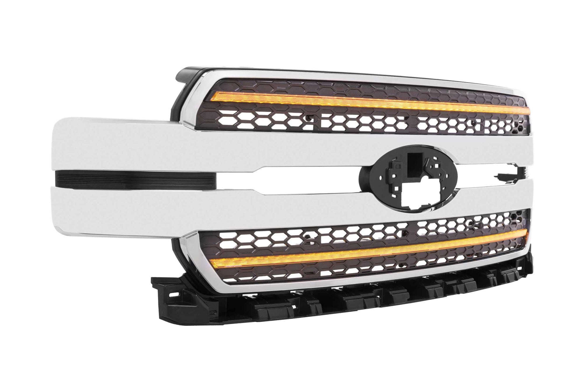 Ford F-150 18-20 Morimoto XBG LED DRL Grille, Plug and Play Chrome Grille with Amber LED DRL (XBG15)