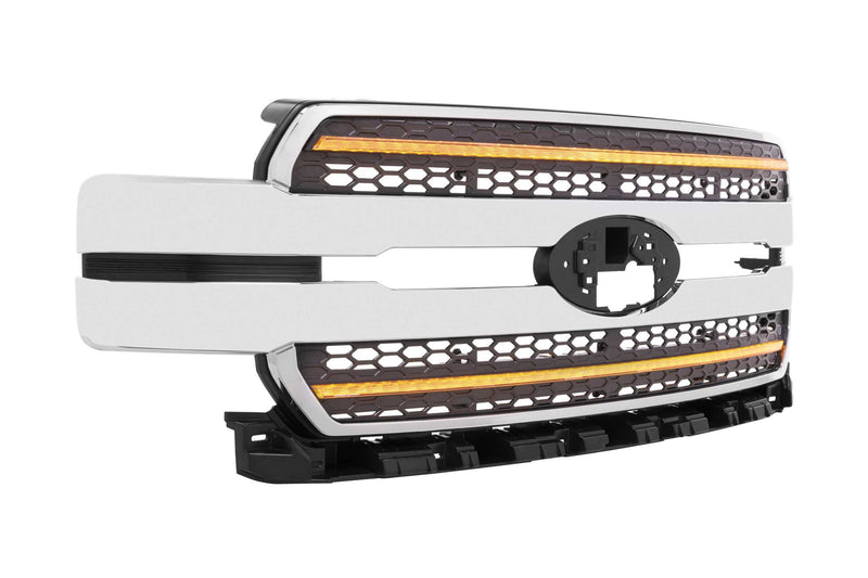 Ford F-150 18-20 Morimoto XBG LED DRL Grille, Plug and Play Chrome Grille with Amber LED DRL (XBG15)