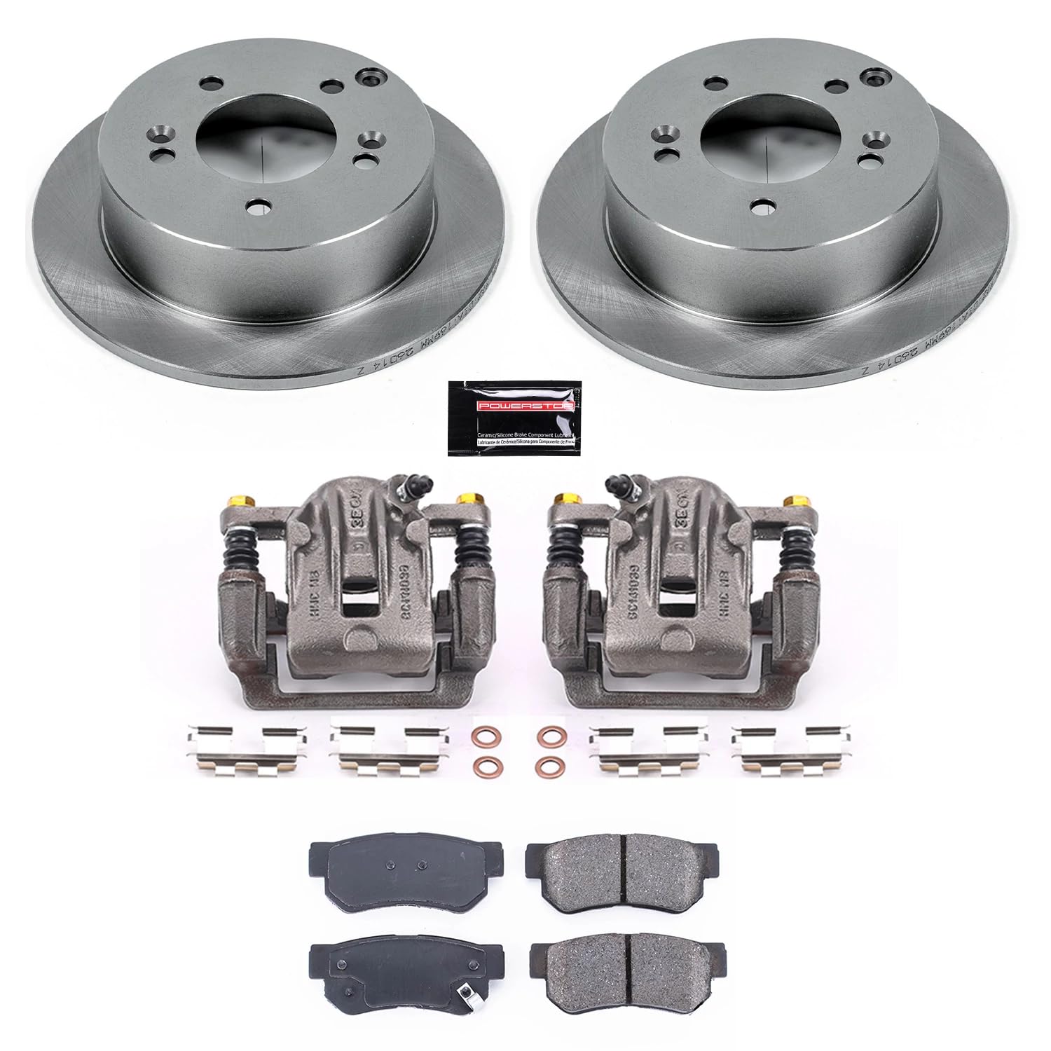 Power Stop KCOE5214A Replacement Autospeciality Rear Caliper Kit- OE Rotors, Ceramic Brake Pads, Calipers For Hyundai XG300 2001, Hyundai XG350 2002-2005 [Model Specific]