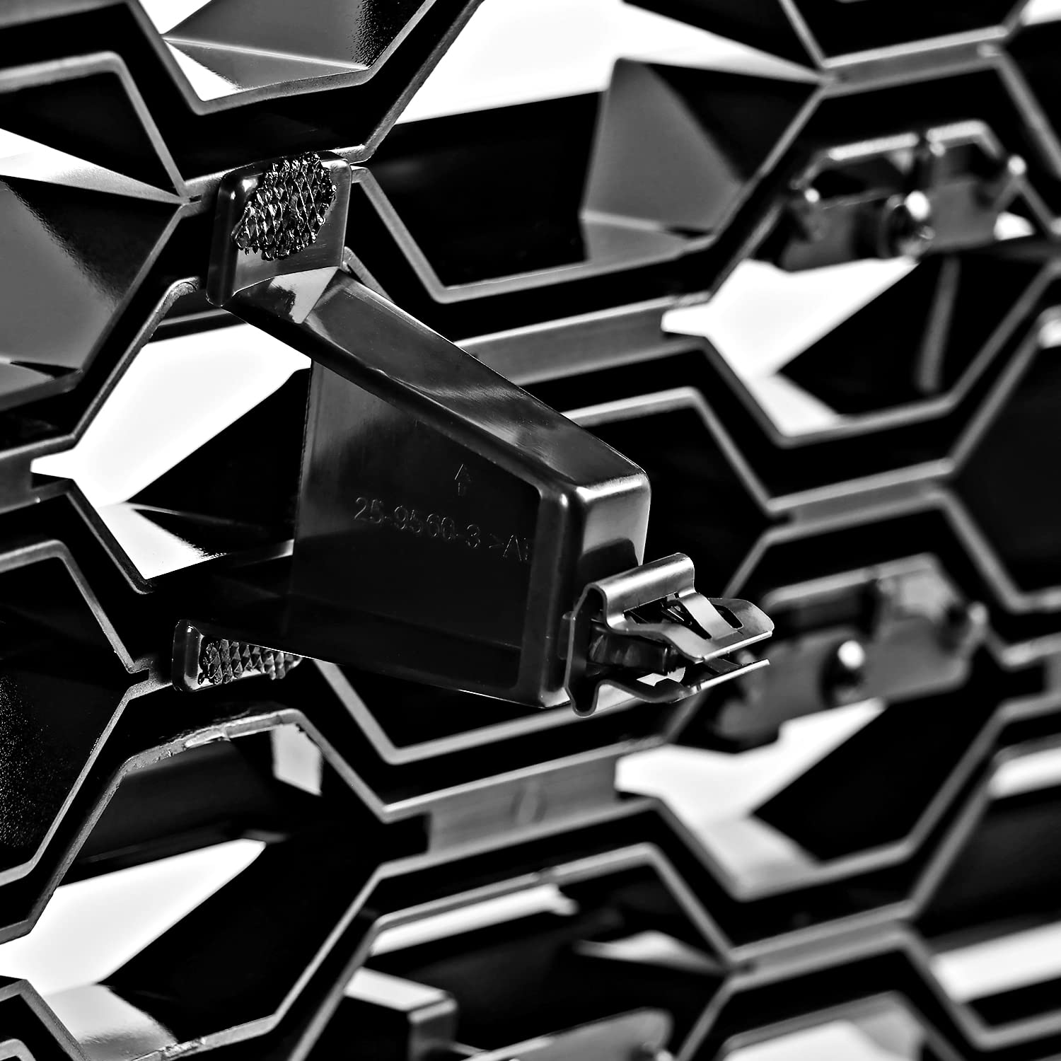 Honeycomb Hood Grille Spec-D Tuning Glossy Black Compatible with 2019-2022 Chevy Silverado 1500 LT