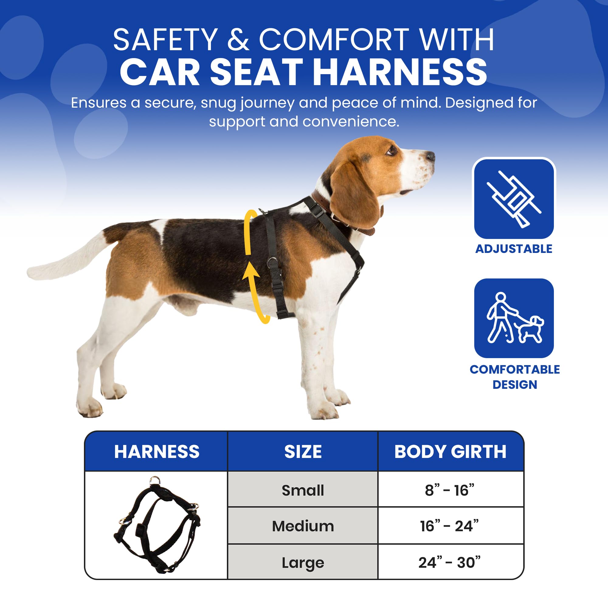 Dog Car Seat FidoRido - Booster Seat for Small to Large Dogs with Comfortable Cushions, Sherpa Cover, and Safety Straps, Easy to Install, Ideal for Travel, Black with Tan Bones - Medium Harness