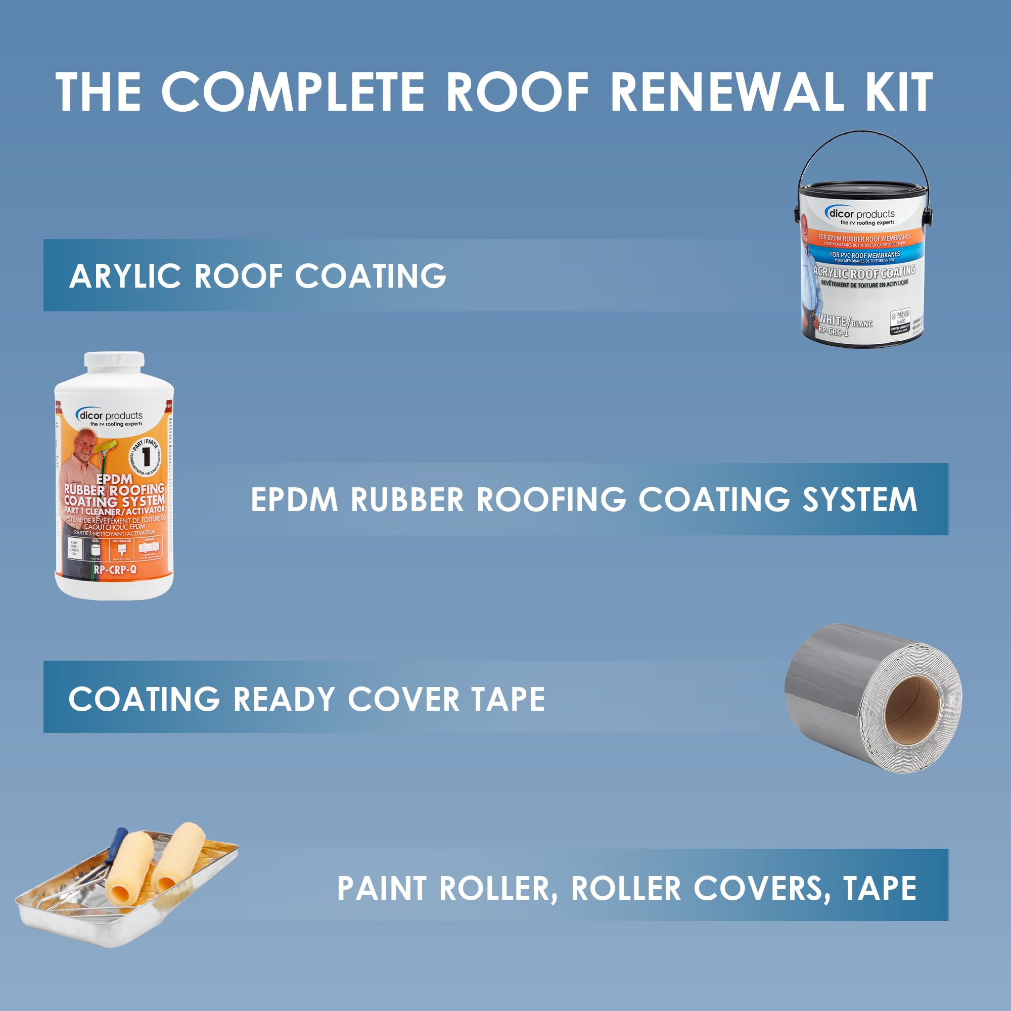Dicor RV Roof Renew Kit - EPDM Rubber Roof Coating System RP-RRK-30