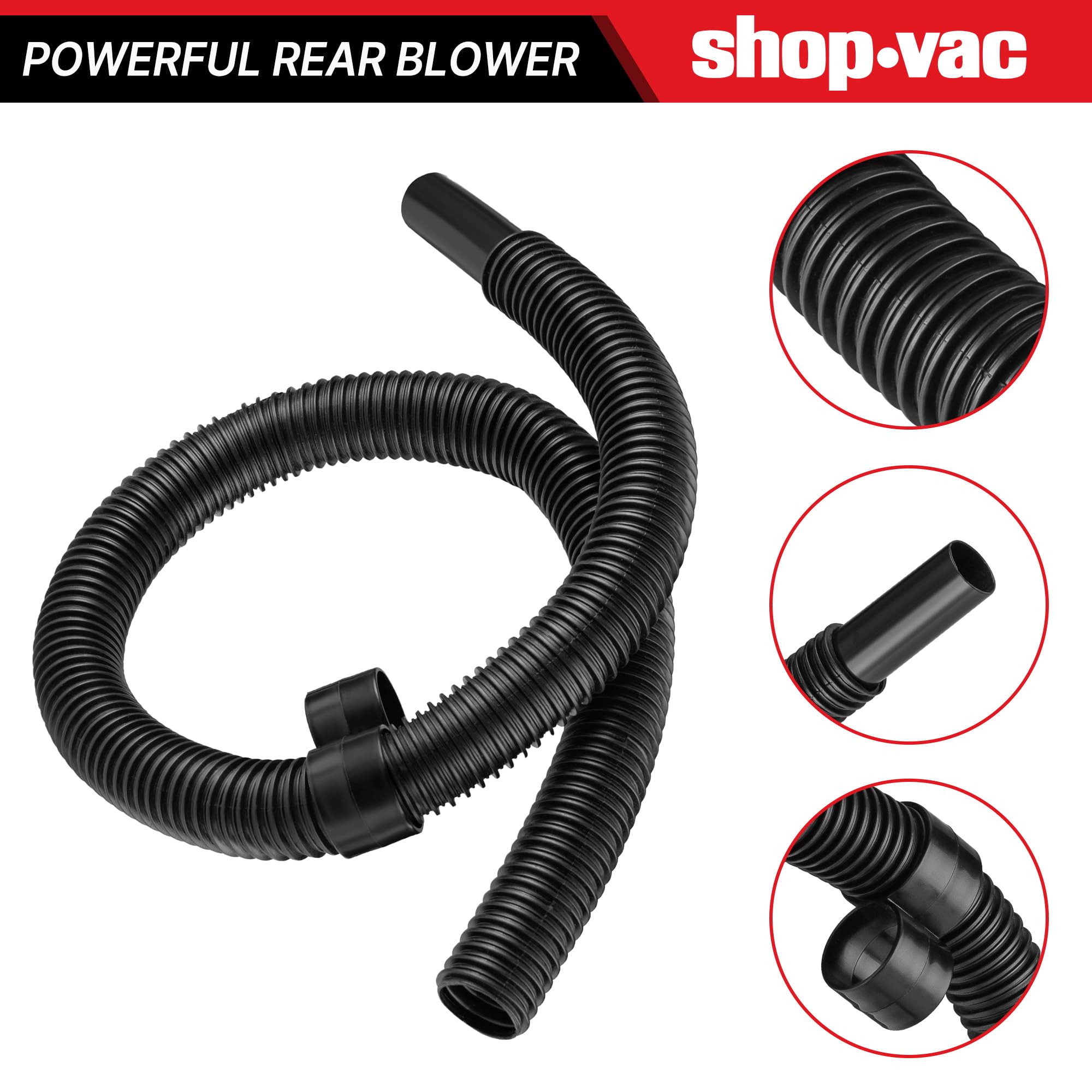 Flexible Hose Shop-Vac 9056400, 1-1/4 in. Diameter x 4 ft. Length, Durable For Wet/Dry Vacuums, Black (1-Pack)