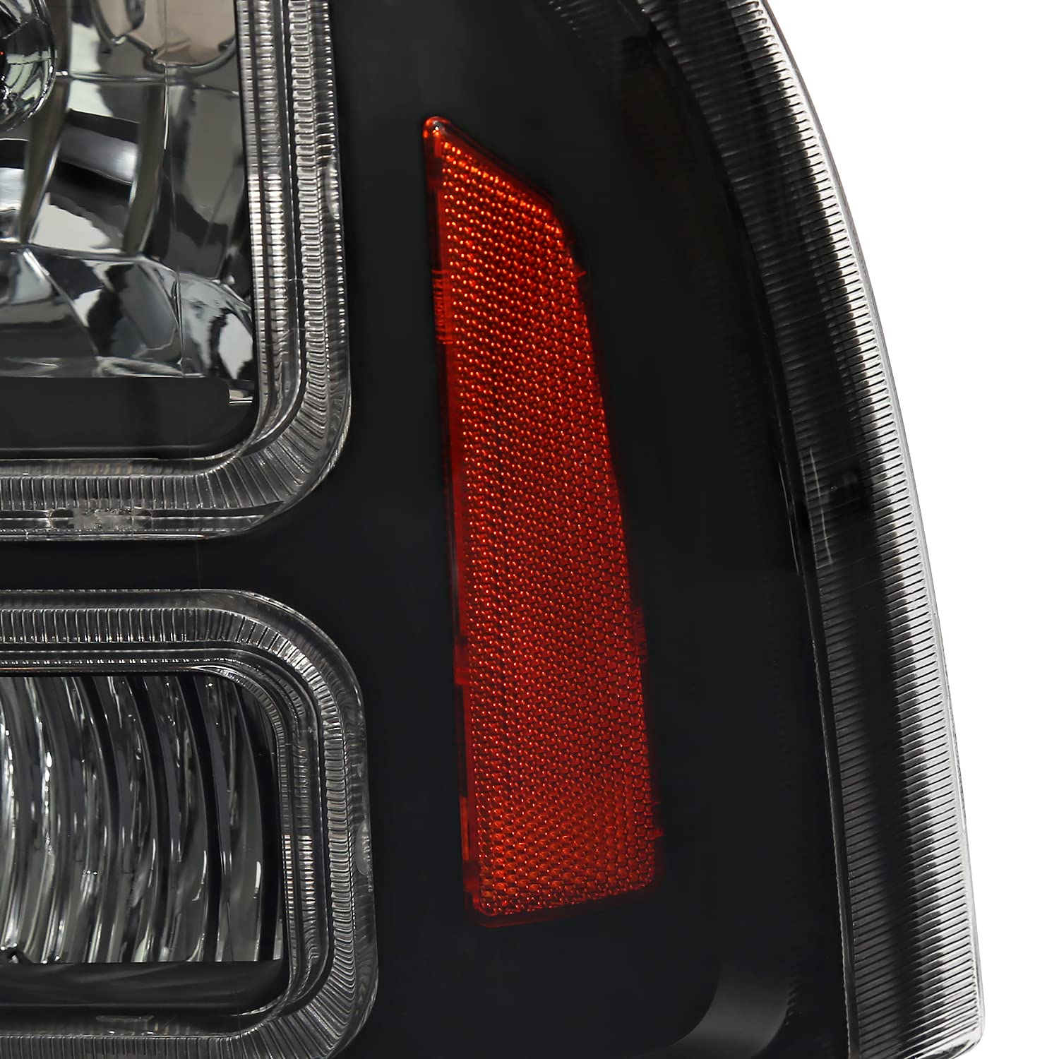 Black Smoke LED BAR Headlights SPEC-D TUNING Compatible with 2005-2007 Ford F250 F350 F450 F550 Super Duty, Left + Right Pair Headlamps Assembly