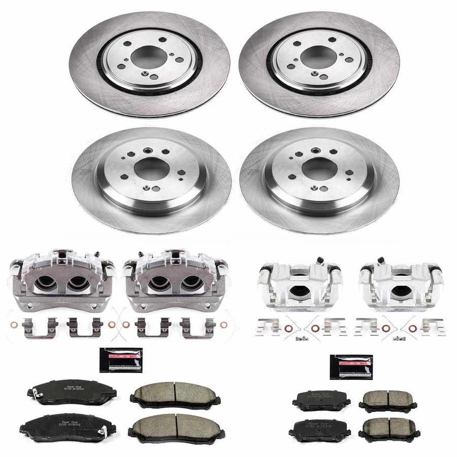Power Stop KCOE7576 Replacement Autospecailty Front and Rear Caliper Kit-Rotors, Ceramic Brake Pads, Calipers For Honda Pilot 2016-2021, Honda Ridgeline 2017-2020 [Model Specific]