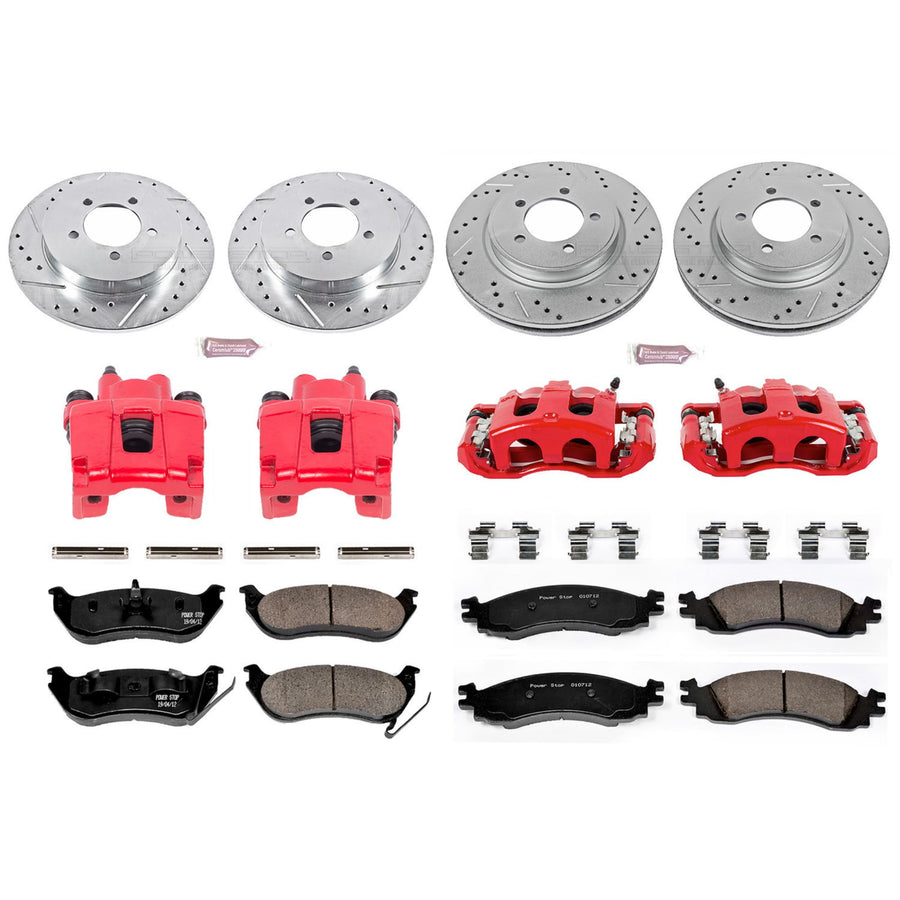 Power Stop Z23 Sport 1-Click Brake Kit with Calipers Powder Coated (Brake Pads, Drilled/Slotted Rotors) For Ford Explorer, Ford Explorer Sport Trac, Mercury Mountaineer [Model Specific]