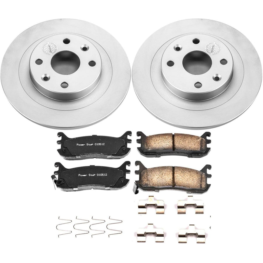 Power Stop CRK772 Brake Rotor Coated and Ceramic Brake Pads- Rear For Ford Escort, Mazda Miata, Mazda Miata, Mazda Protege, Mercury Tracer [Model Specific]