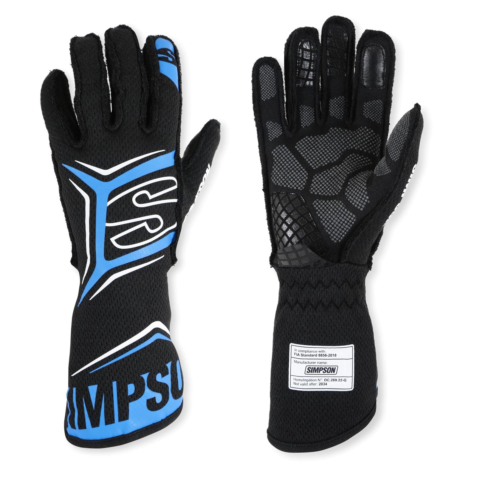 Simpson Racing Magnata Gloves Black/Blue Small - Pair