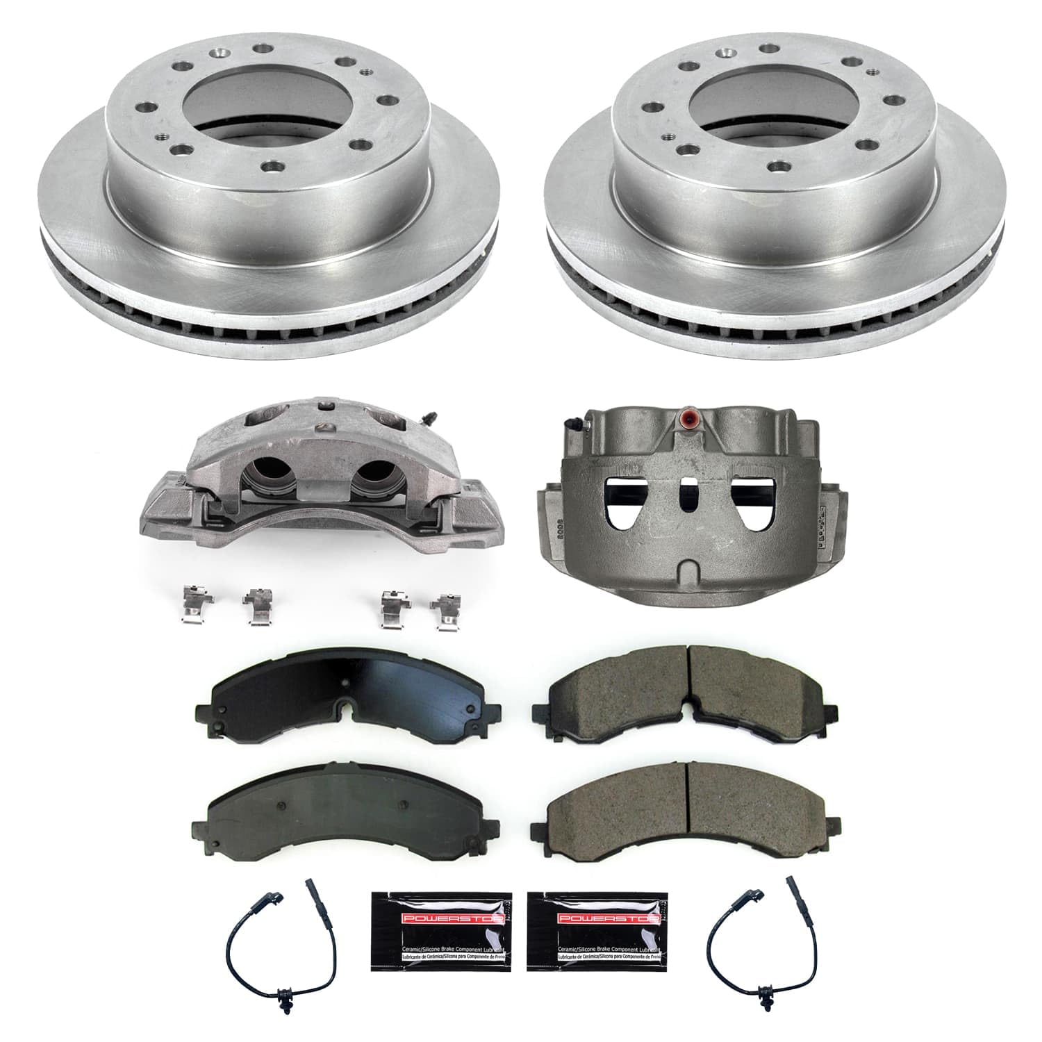 Power Stop KCOE8670B Replacement Brake Pads and Rotors Kit Front with Calipers For Chevrolet Silverado 3500 HD 2020-2021 [Application Specific]