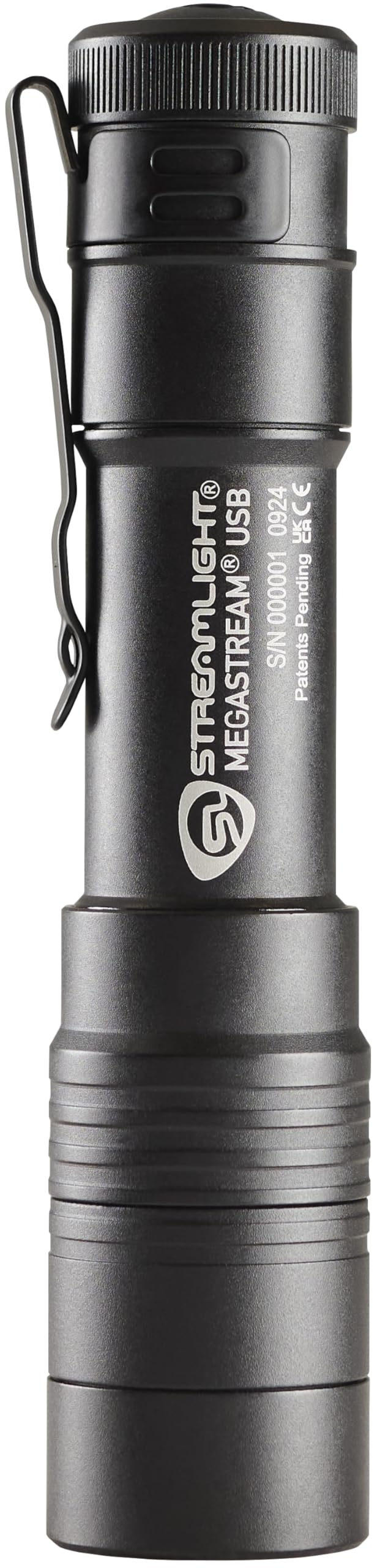 MegaStream Streamlight 66210 USB 1800-Lumen 26000-Candela Rechargeable EDC Flashlight Includes Rechargeable Battery, USB-C Cable, and Holster, Black