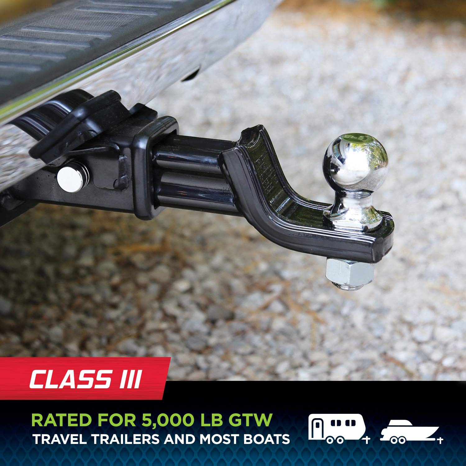 X-Mount TOWSMART Class III, 5,000 lb. Security Kit with 2 in. Drop x 3/4 in. Rise x 1 in. Shank Trailer Hitch Ball Mount, 2 in. Ball, 5/8 in. Locking Pin