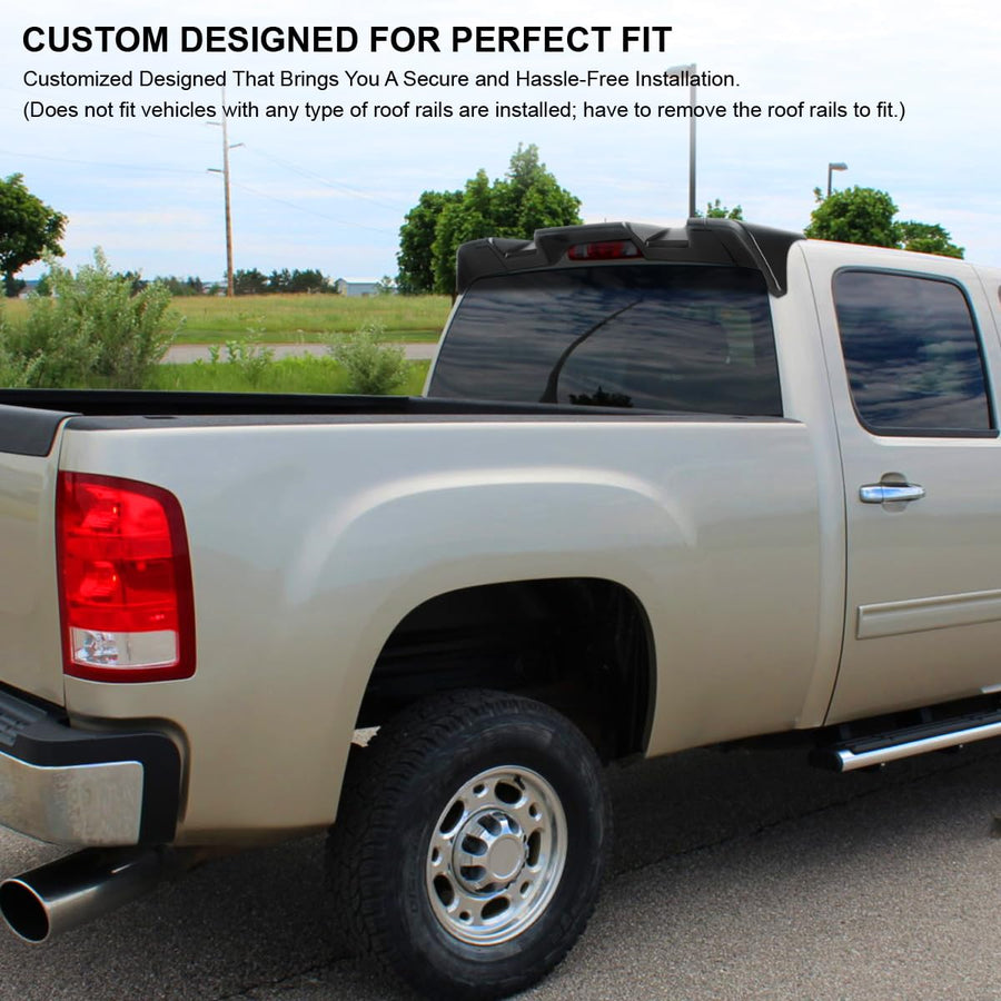 Matte Black ABS Cab Roof Spoiler Spec-D Tuning for 2008-2014 GMC Sierra 2500HD and 3500HD Models