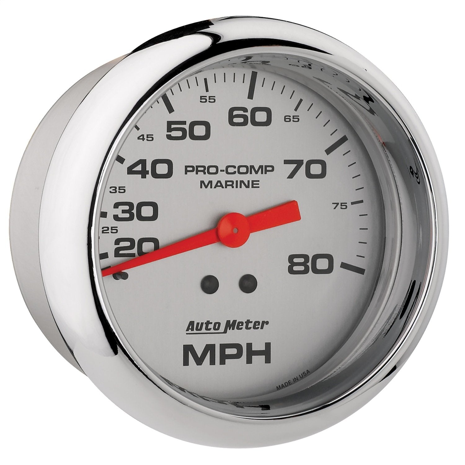Speedometer AutoMeter Gauge, 3 3/8", 80Mph, Mechanical, Marine Chrome (200753-35)