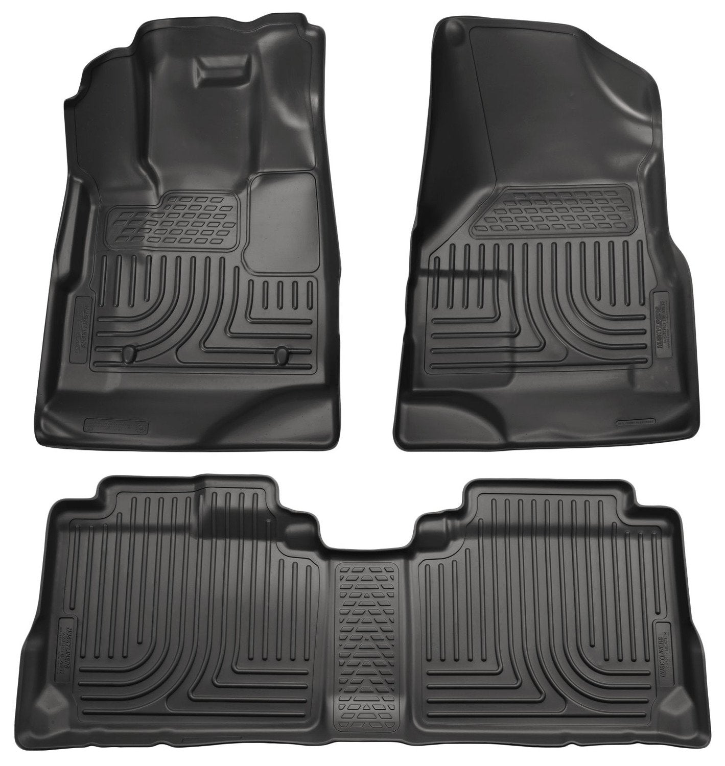 Weatherbeater Husky Liners Floor Mats | Fits 2010-2016 Cadillac SRX | Front & 2nd Row, 3-pc Black - 98141