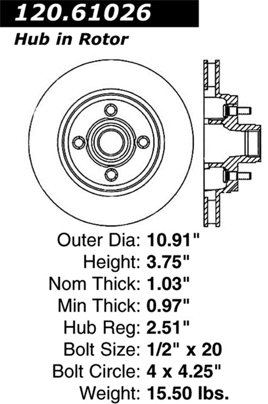 Front Right StopTech 126.61026SR Sport Slotted Brake Rotor