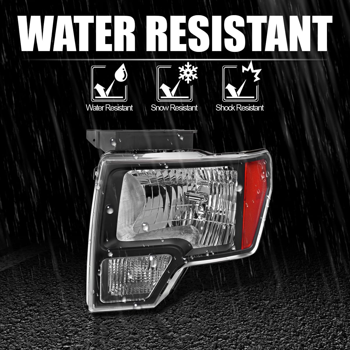 Black Headlights SPEC-D TUNING Compatible with 2009-2014 Ford F-150, Left + Right Pair Headlamps Assembly