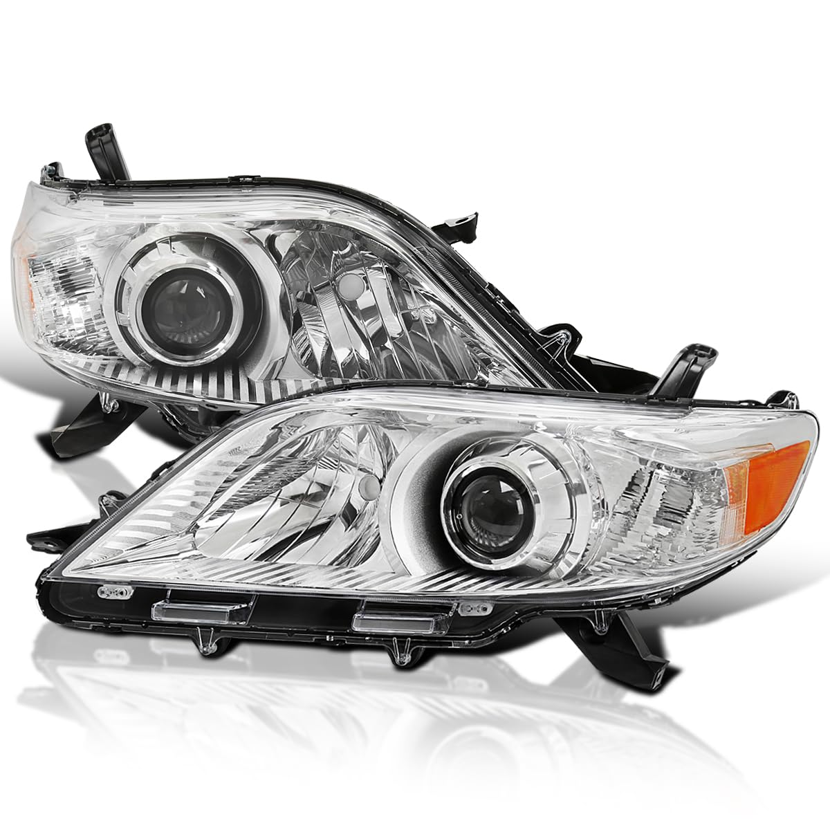 Spec-D Tuning Projector Chrome Headlights Compatible with 2011-2020 Toyota Sienna, Left + Right Pair Headlamp Assembly