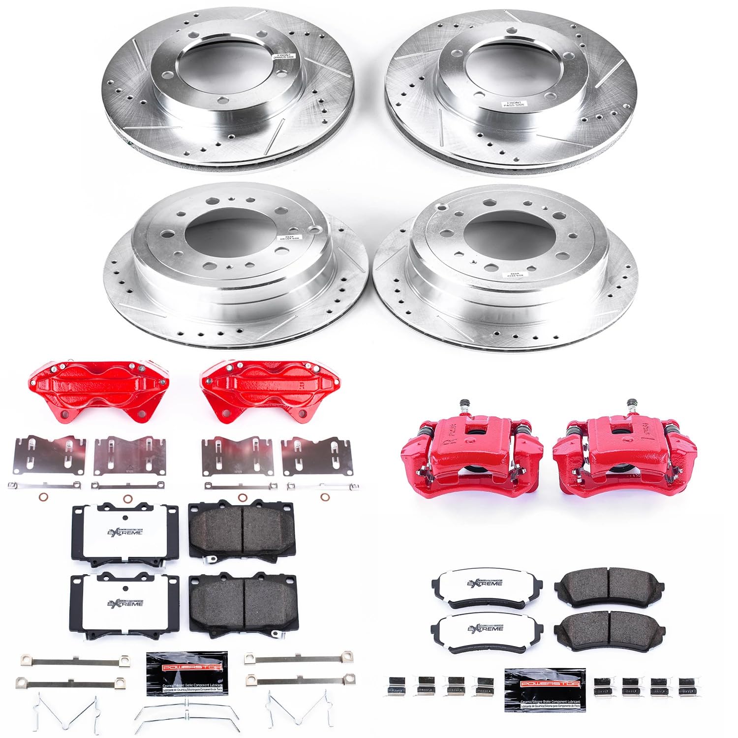 Power Stop Z36 KC1133-36 Truck & Tow Front and Rear Caliper Kit-Rotors, Carbon-Fiber Ceramic Brake Pads, Calipers
