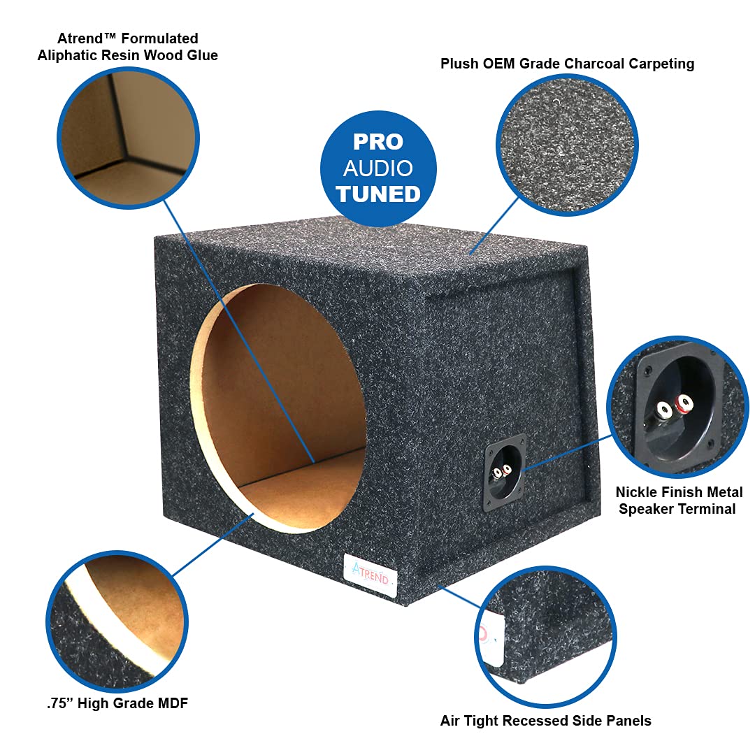 12SAL Atrend 12” Hatchback Style/Wedge Shaped/Single Sealed Subwoofer/Speaker Enclosure. Made in USA