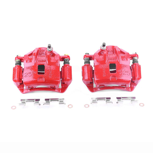 Power Stop Pair of High-Temp Red Powder Coated Front Calipers For Hyundai Sonata 1999-2004, Kia Magentis 2001-2002, Kia Optima 2001-2002 [Model Specific]