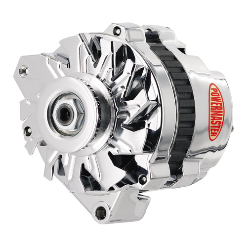 Alt GM CS130 Chrome 105A 1V Pulley Offset Left MTG Side BAT Post 1-Wire or OE Hookup Powermaster