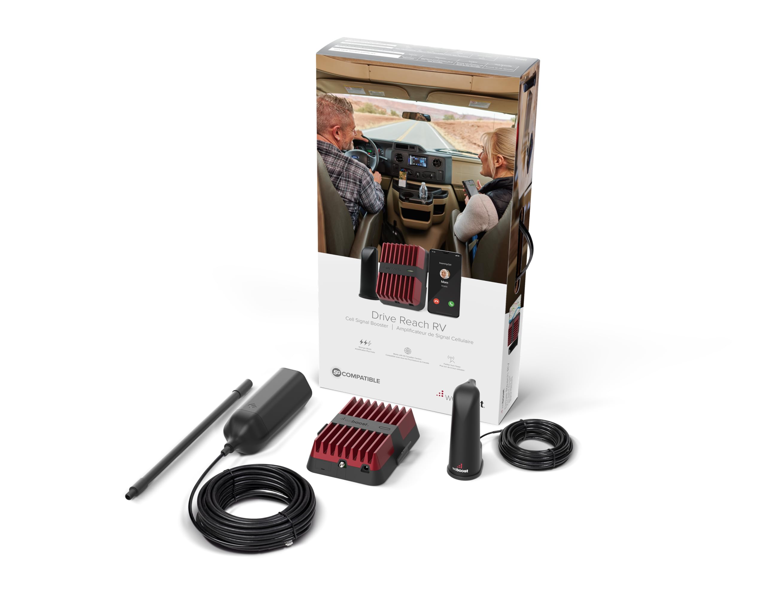 Drive Reach RV weBoost - Cell Phone Signal Booster kit | Boosts 4G LTE & 5G for All U.S. Carriers - Verizon, AT&T, T-Mobile & more | Made in the U.S. | FCC Approved (model 470354)
