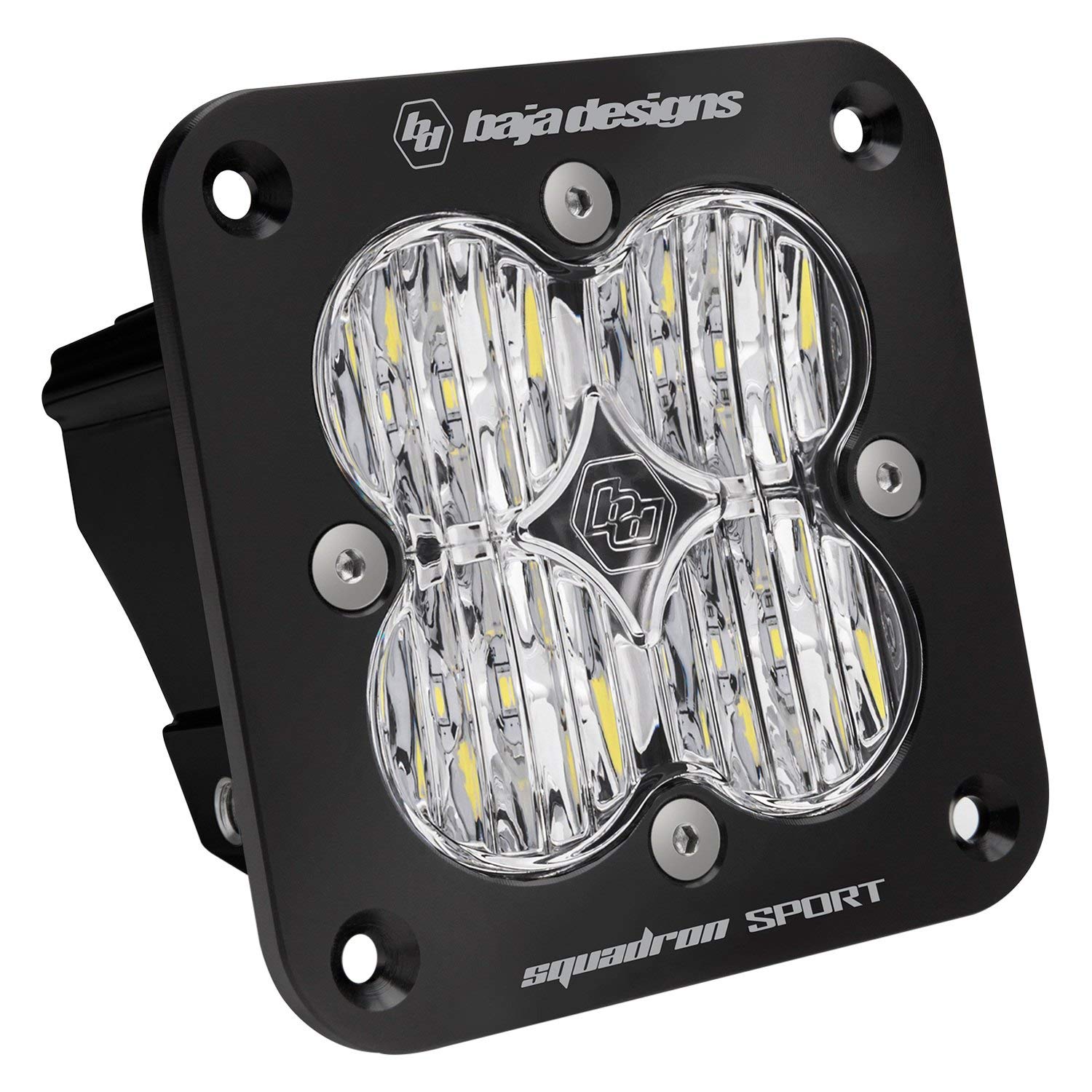 Baja Designs Flush Mount Squadron Sport LED Auxiliary Light for Jeeps, Off-Road 4x4, Trucks, UTV, ATV, SUV (Wide Cornering; Clear)