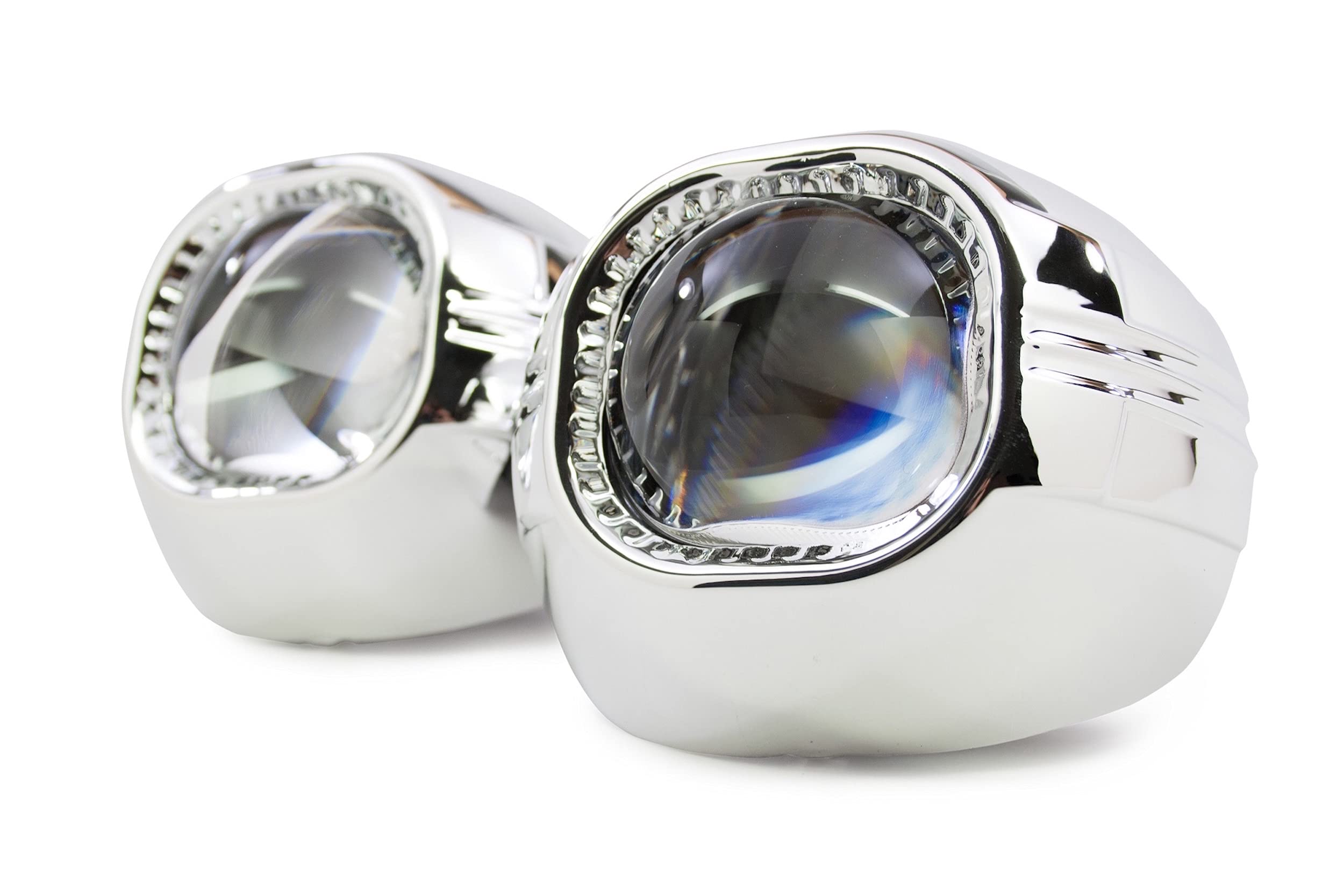 Morimoto Square Ocular Projector Shroud, Chrome Finish Bezel with Mounting Clips for Custom Projector Retrofits (1x S310)