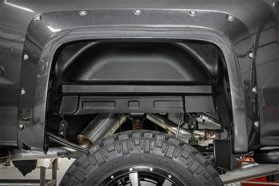Rough Country Rear Liners Wheel Well for Chevy Silverado 1500 2WD/4WD (2014-2018 & Classic) - Heavy-Duty Rear Fender Liners for Mud & Debris Protection, Made in USA