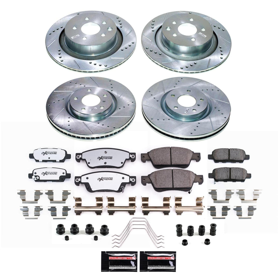 Z26 Carbon-Fiber Ceramic Brake Pads POWERSTOP with Drilled and Slotted Rotors Brake Kit For INFINITI Q60 2014-2015 [Vehicle Specific]