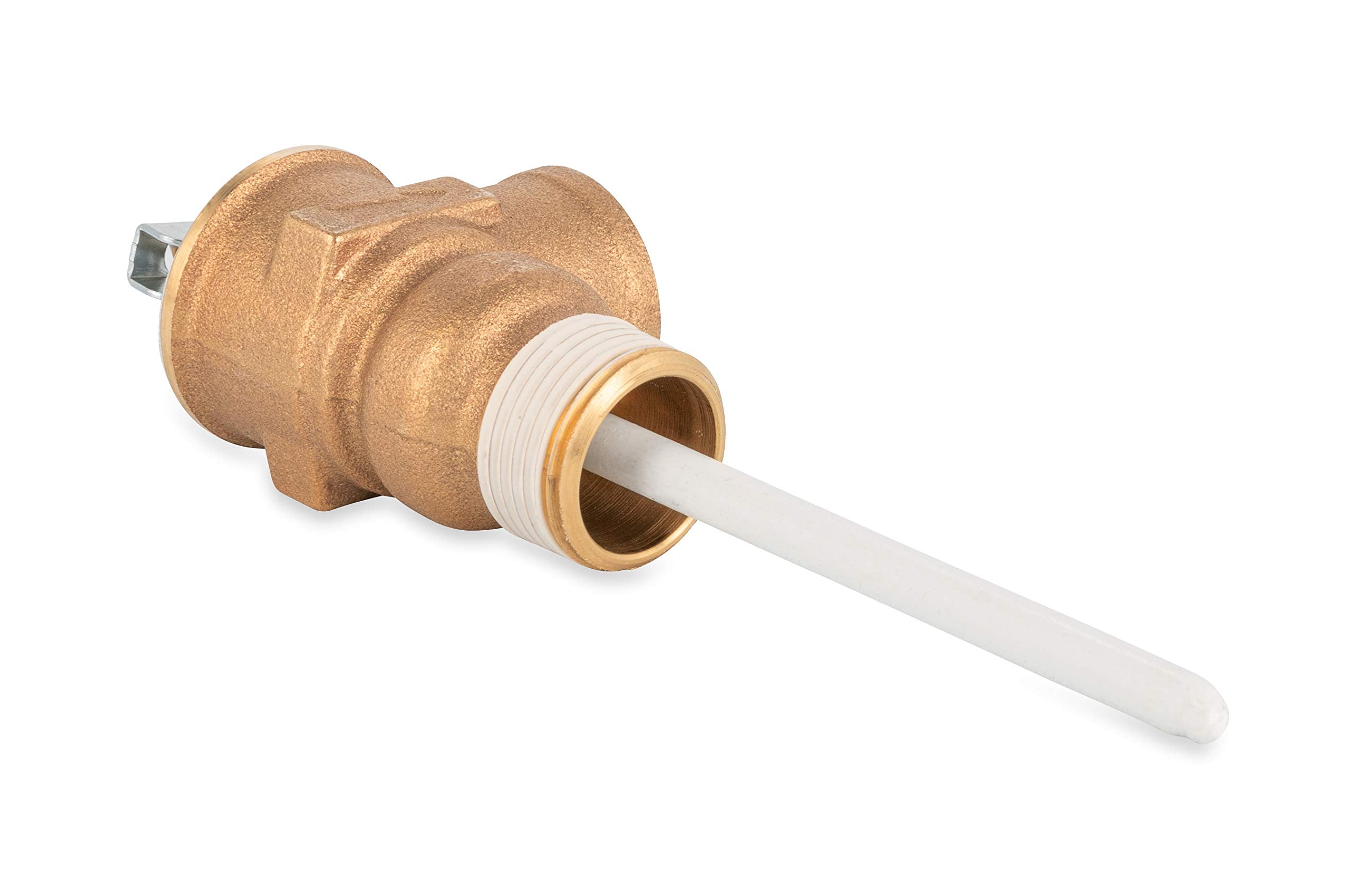 Automatic Temperature and Pressure Camco Relief Valve with Extension Probe and Lever | Features an All Brass Body with a Stainless Steel Pressure Spring | (10473)