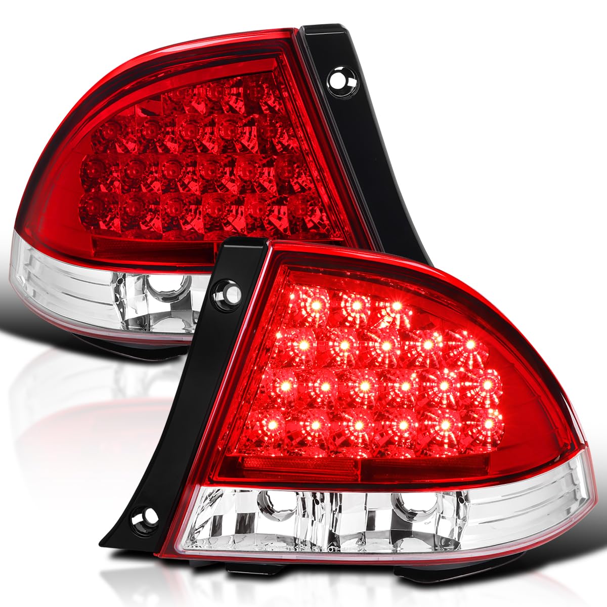 Chrome Red Tail Lights SPEC-D TUNING Compatible with 2001-2005 Lexus IS300, Left + Right Pair Assembly