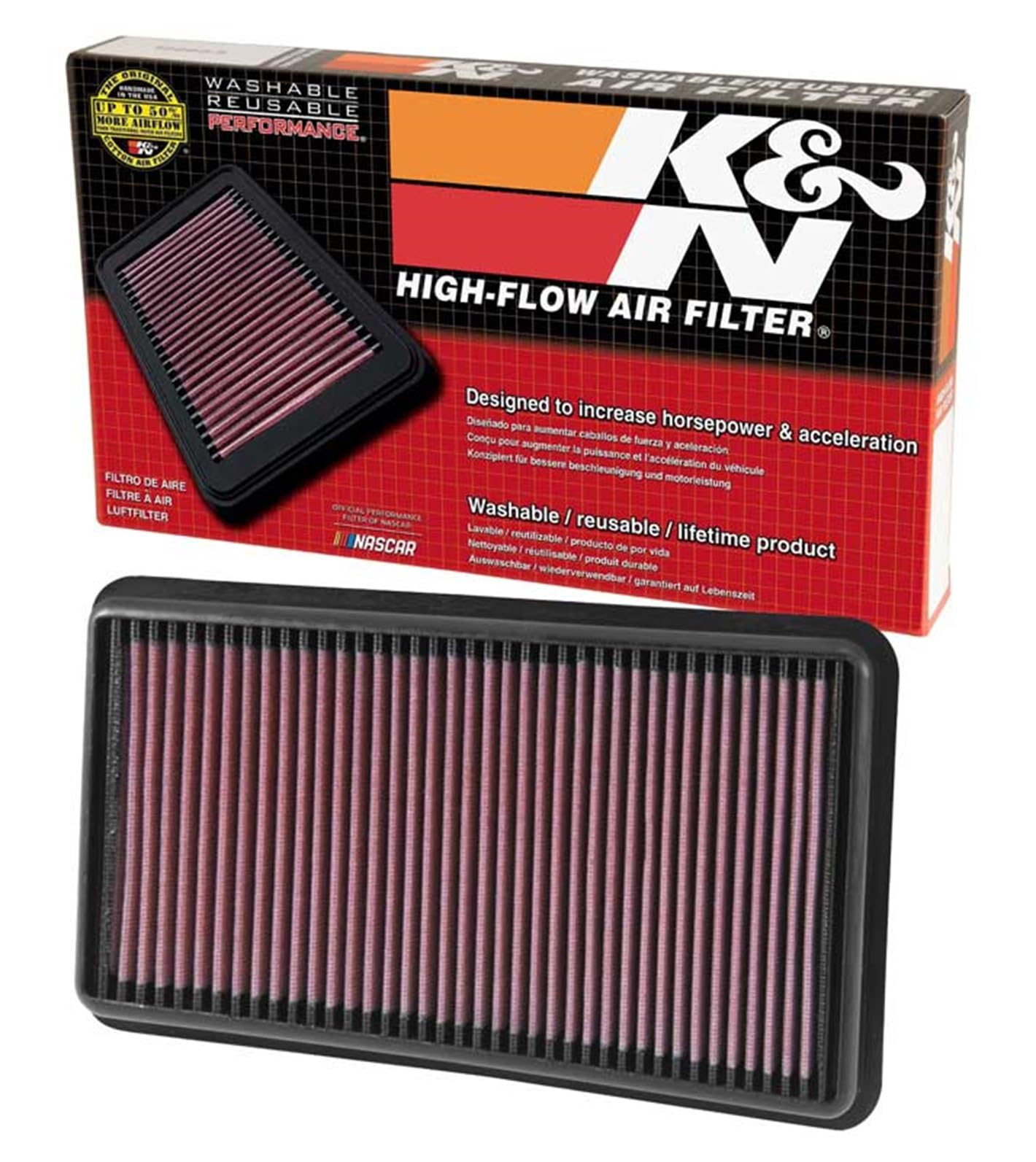 K&N Engine Air Filter: Replacement Car Air Filter, Reusable, Clean Every 75,000 Miles, Washable, Premium: Compatible with 2015-2017 Chrysler 200, 33-5025