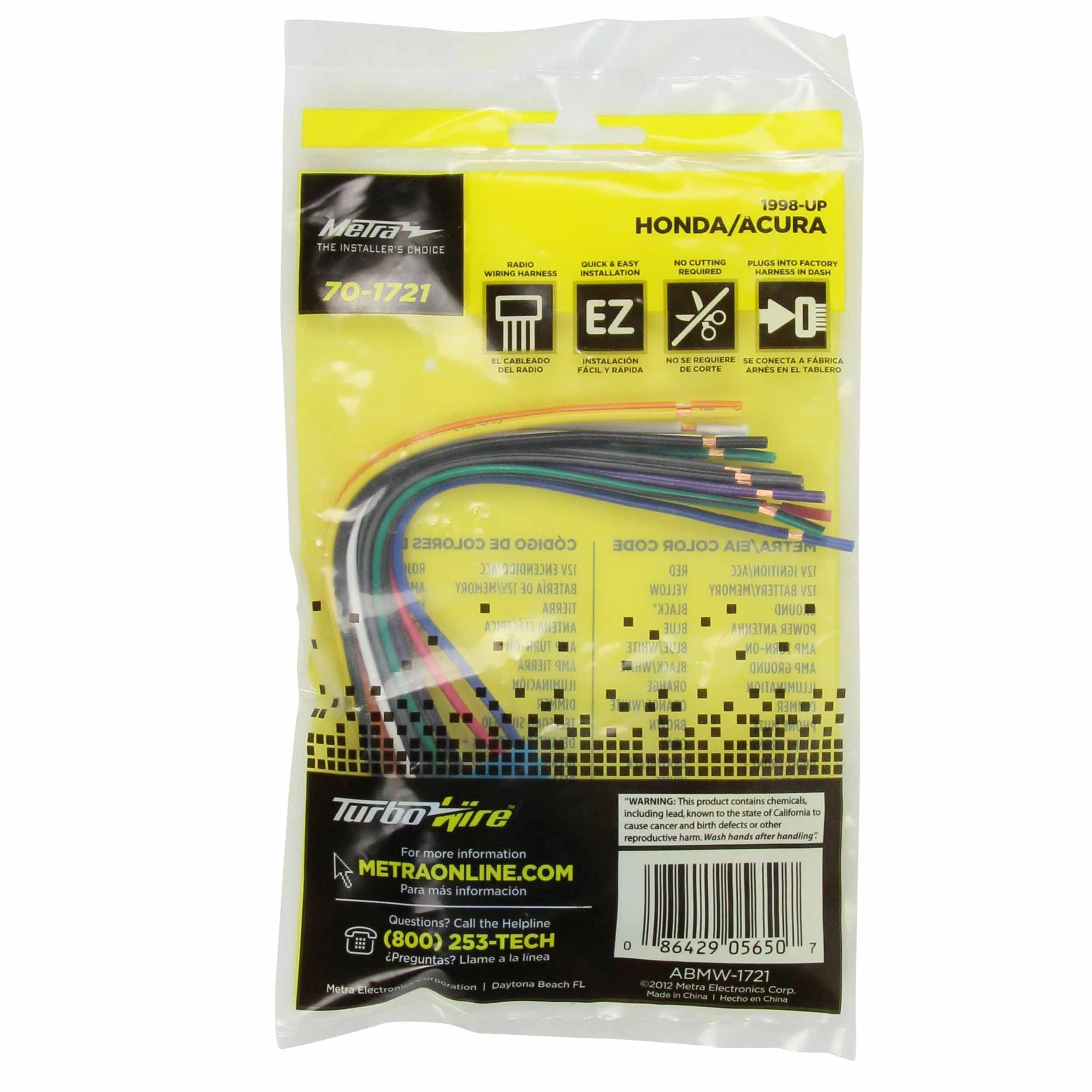 Metra Wiring Harness 70-1721 Fits Select 1998-2013 Acura/Suzuki/Honda Vehicles