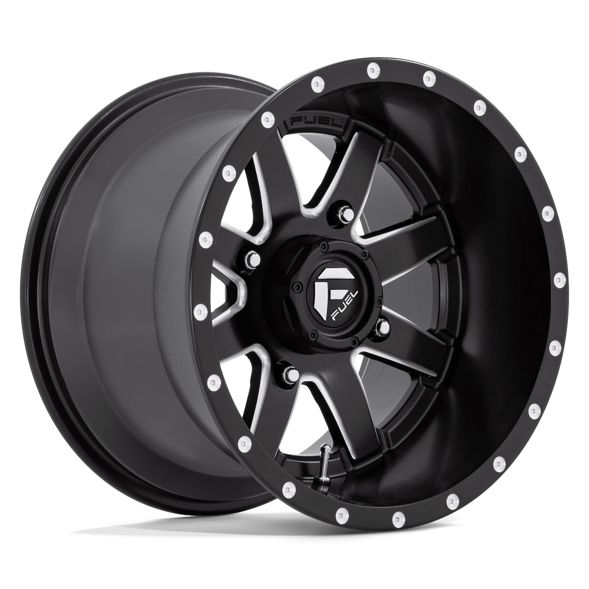 UTV Fuel D538 Maverick 26x7 4x136 +13mm Black/Milled Wheel Rim 26" Inch D5382670A644