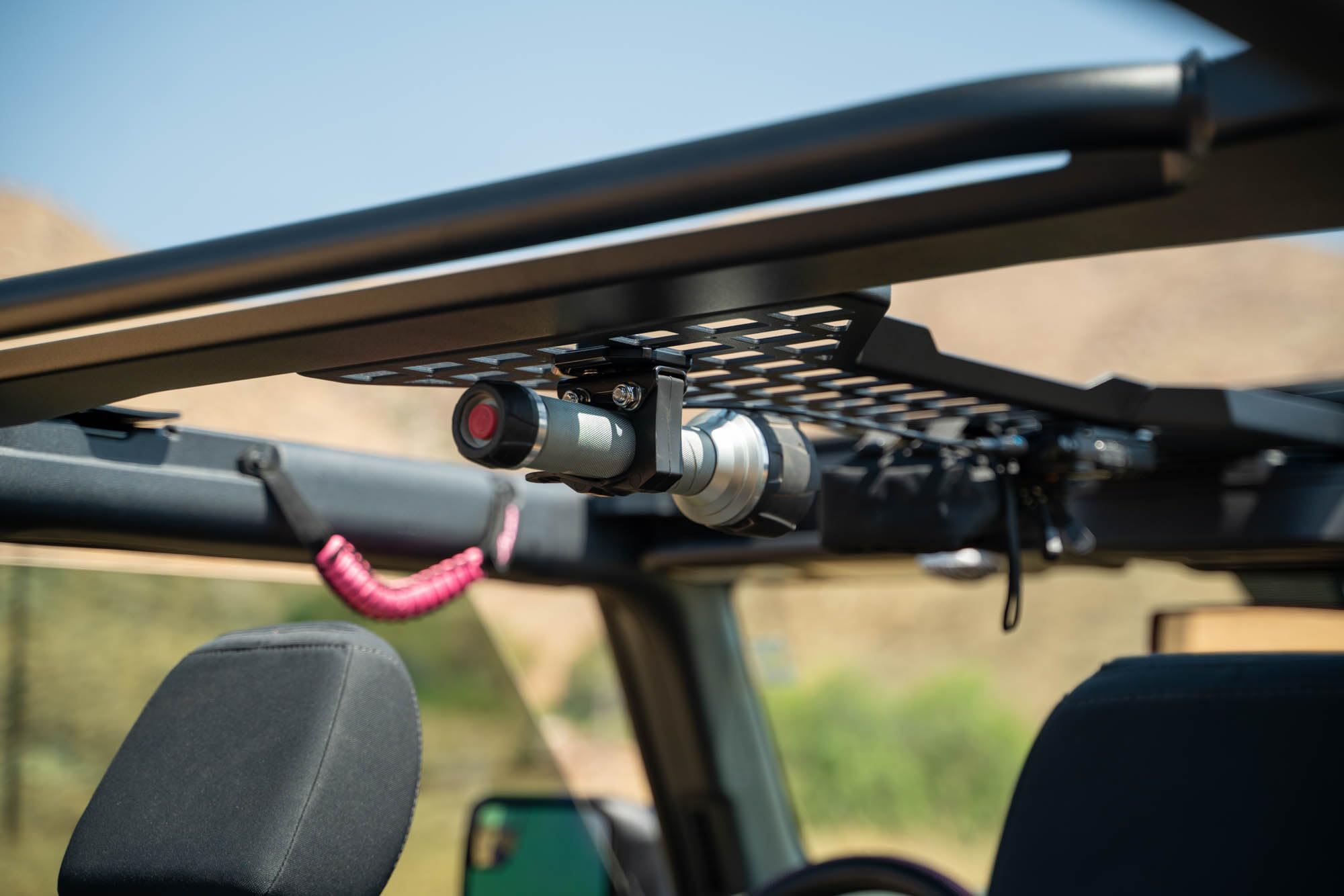 DV8 Offroad Overhead Molle Panel for 2021-2025 Ford Bronco 2-Door | Mounts Daily Gear & Supplies | Steel Grab Handle & Accessory Mount | (1) Light Mount | Black Powder Coat Finish | Steel Construction