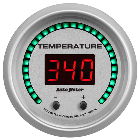 Fluid Temperature Auto Meter 6754-UL Gauge, 2 1/16", Selectable, 2 Chan, Ultra-Lite Elite Digital