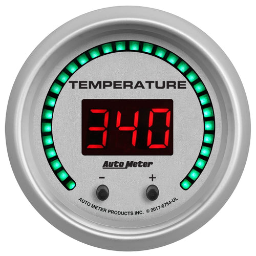 Fluid Temperature Auto Meter 6754-UL Gauge, 2 1/16", Selectable, 2 Chan, Ultra-Lite Elite Digital