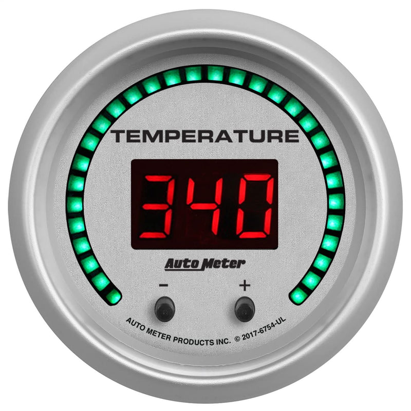 Fluid Temperature Auto Meter 6754-UL Gauge, 2 1/16", Selectable, 2 Chan, Ultra-Lite Elite Digital