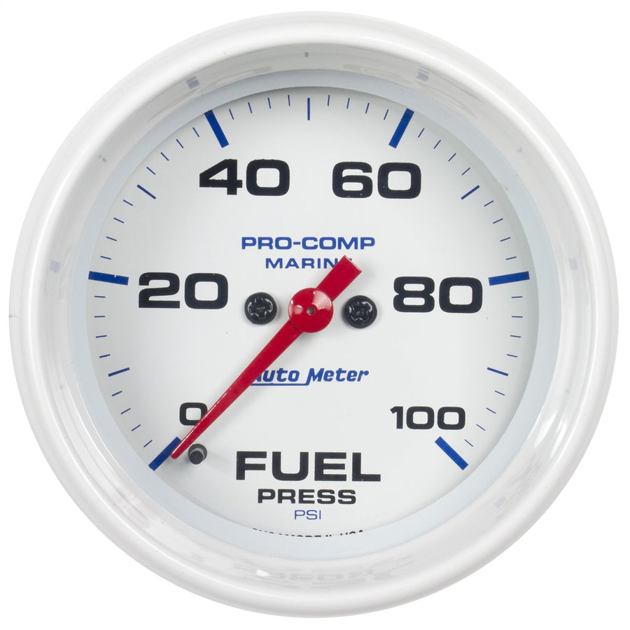 Fuel Pressure AutoMeter Gauge, 2 5/8", 100Psi, Digital Stepper Motor, Marine White (200851)