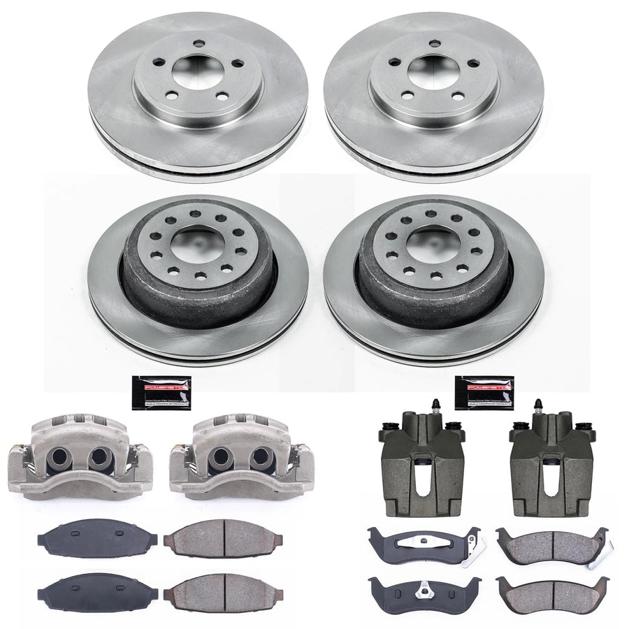 Power Stop KCOE4486 Replacement Autospeciality Front and Rear Caliper Kit- OE Rotors, Ceramic Brake Pads, Calipers For Lincoln Town Car 2003-2011 [Model Specific]