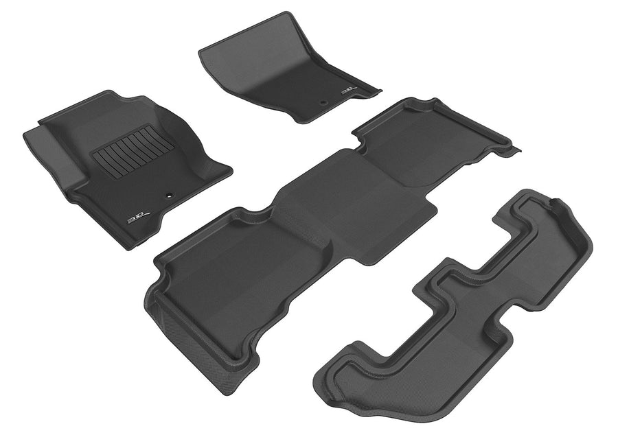 Custom Fit 3D MAXpider Kagu Floor Mat (Black) Compatible with Land Rover LR4 2009-2012 - Full Set R1 R2 R3
