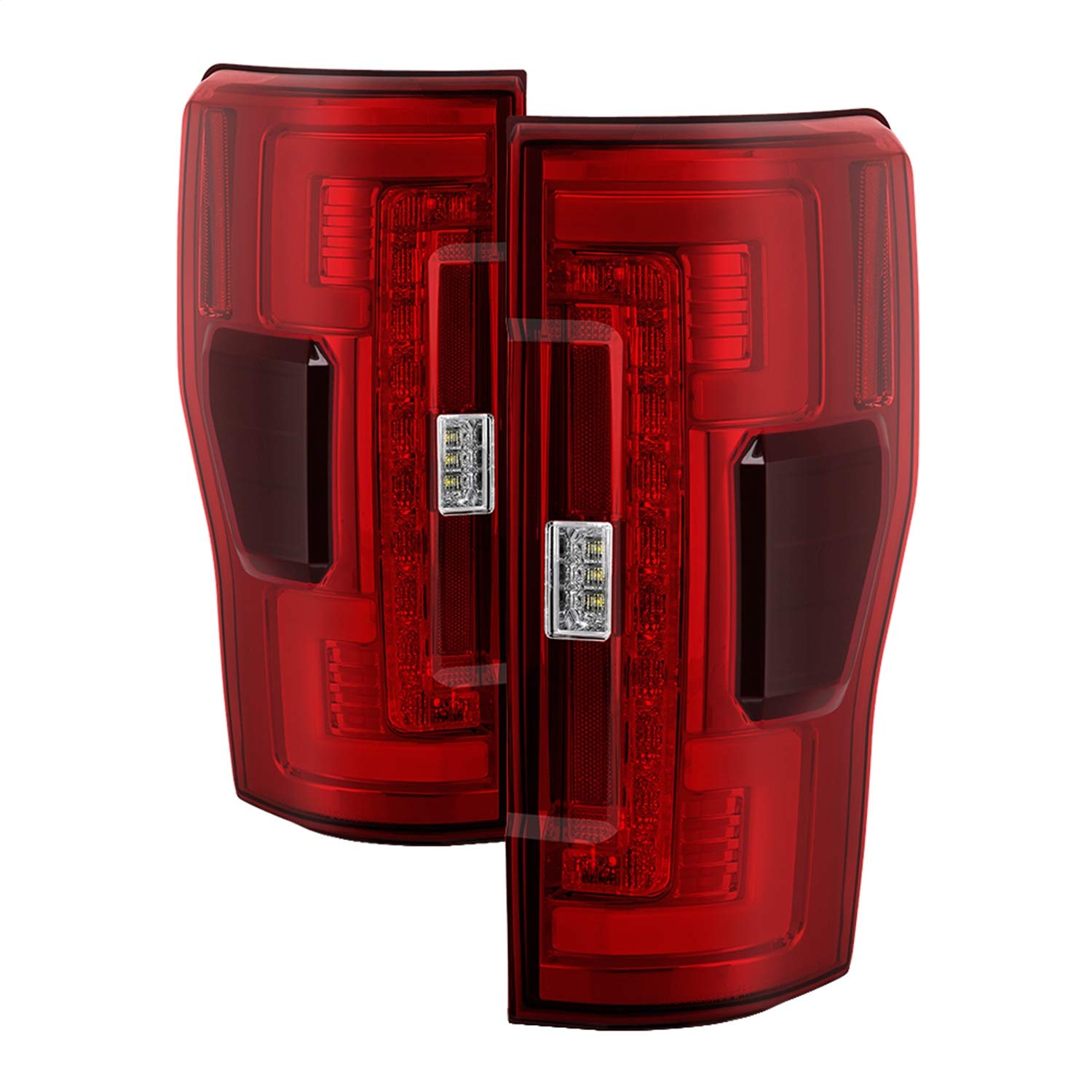 Ford F250 Superduty Spyder 17-18 Blind Spot Monitoring Model LED Tail Lights - Red Clear