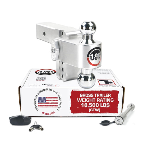 Weigh Safe Adjustable Hitch Trailer Ball Mount, 4" Adjustable Drop Hitch for 2.5" Receiver w/ 2 pc Keyed Alike Lock Set, Heavy Duty Aluminum Trailer Tow Hitch w/Chrome Plated Tow Balls, 18,500 GTW