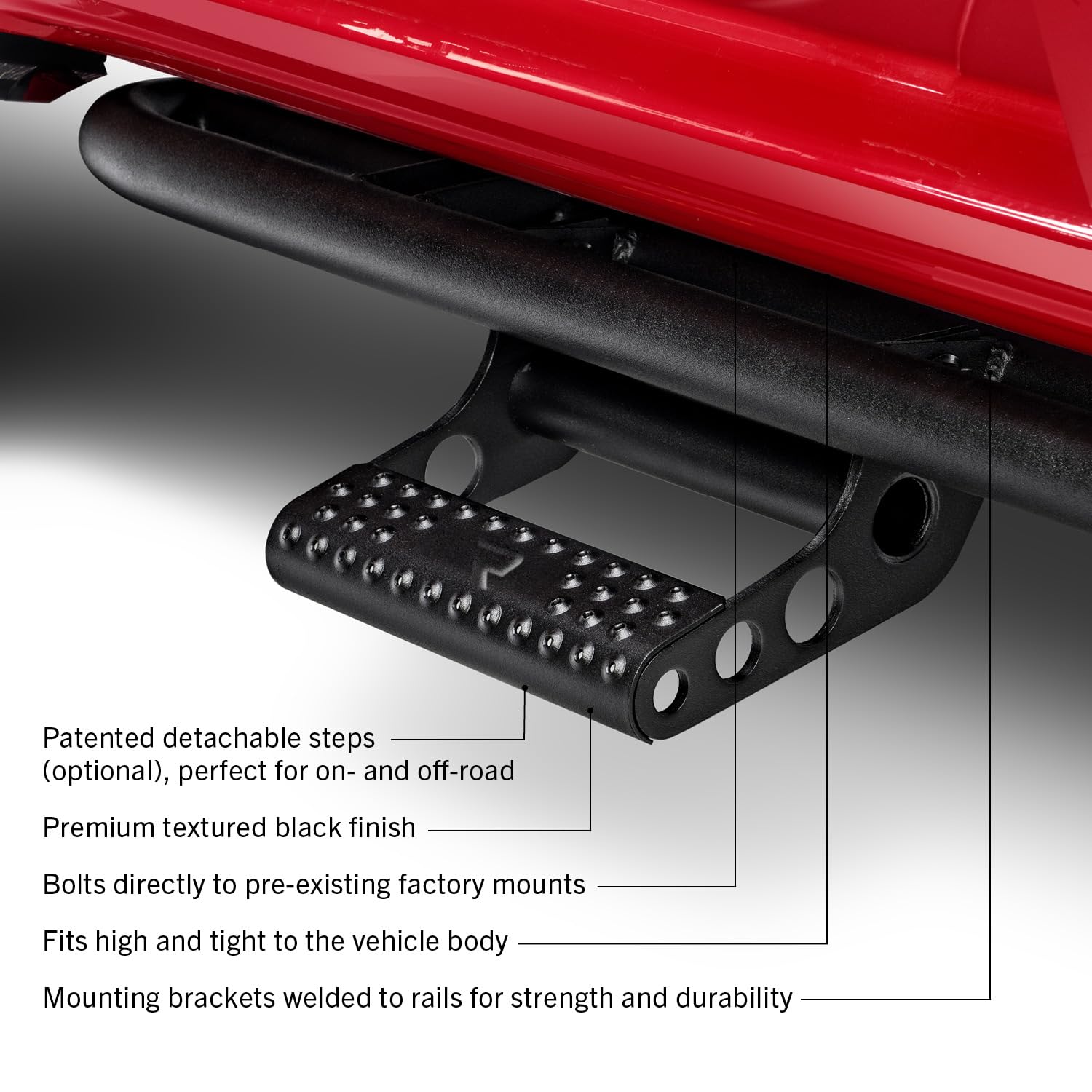RKR Step System RealTruck for RAM | Cab Length, Tubular Steel, Textured Black | D204RKRCCS4 | Fits 2019 - 2025 Dodge Ram 2500 / 3500 Crew Cab