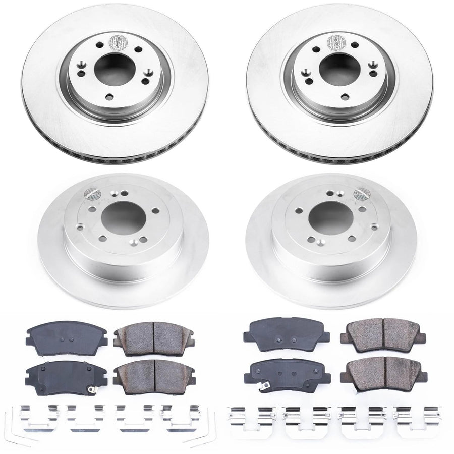 Power Stop Coated CRK7920 Brake Kit Front & Rear - Coated Brake Rotors and Z17 Ceramic Brake Pads For Kia Sportage 2017-2022 [Model Specific]