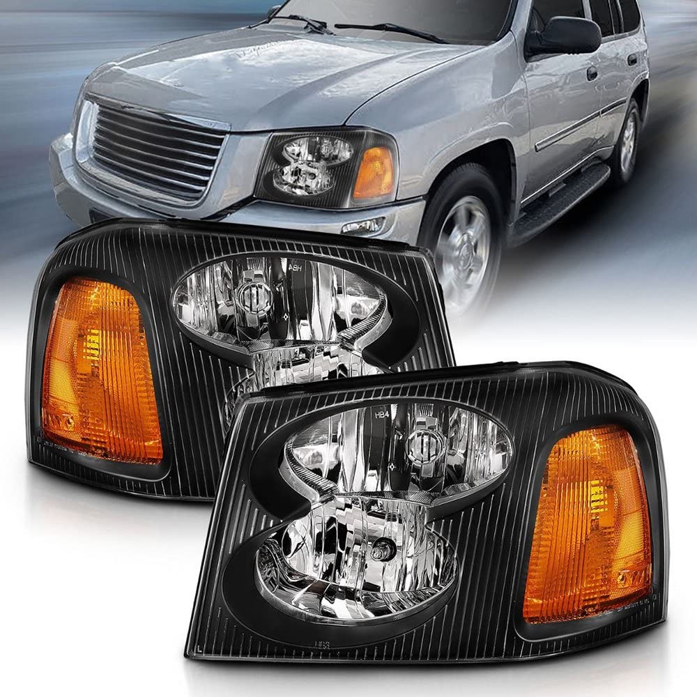 GMC ENVOY ANZO USA 02-09 CRYSTAL HEADLIGHTS BLACK