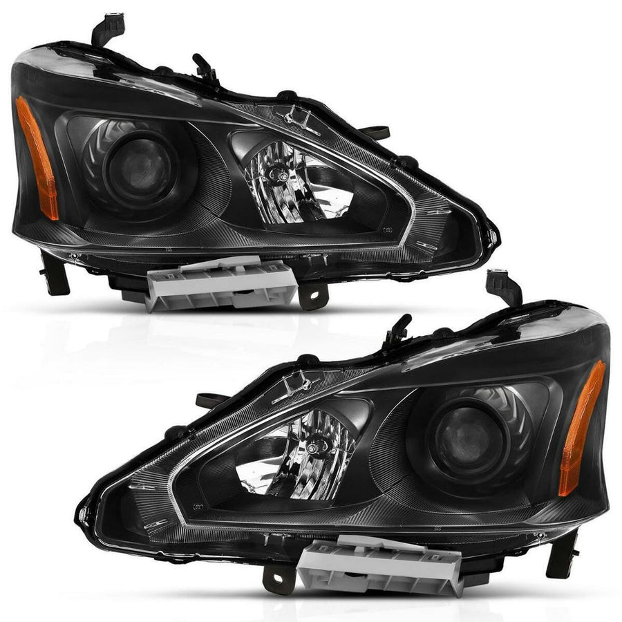 2013-2015 Nissan Altima ANZO Projector Headlight Black Amber