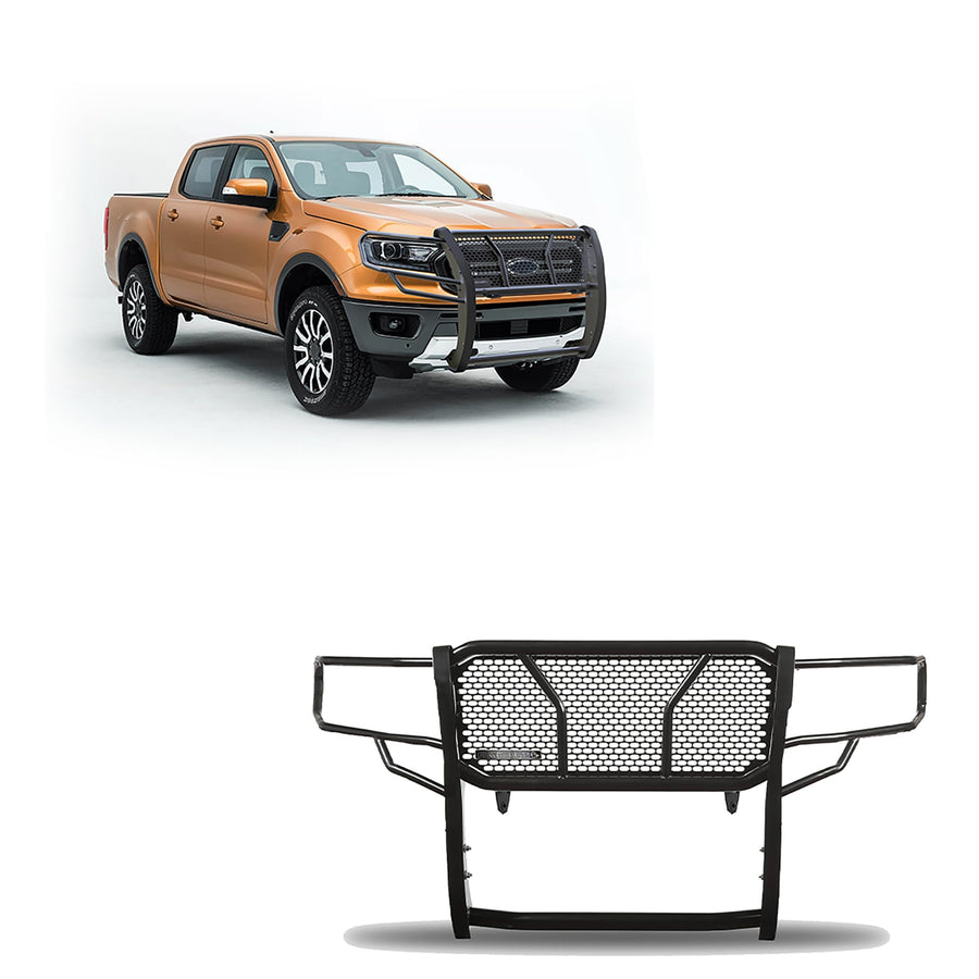 RUGGED Black Horse Heavy Duty Grille Brush Bumper Guard Modular Black Compatible with 2019-2023 Ford Ranger-RU-FORA19-B