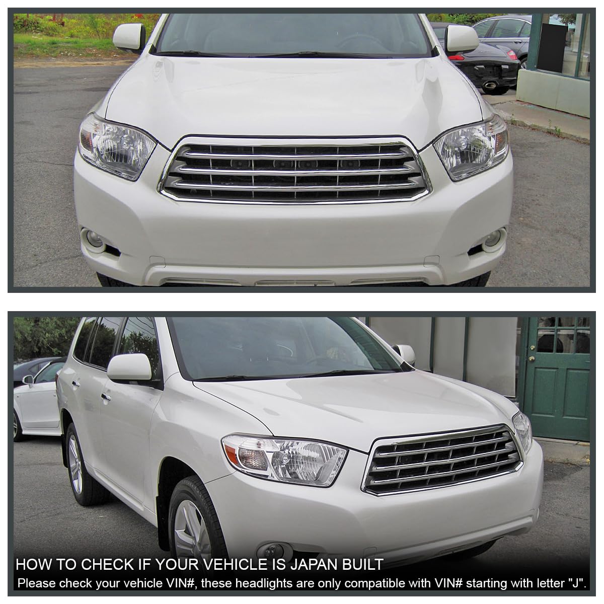 Chrome Headlights SPEC-D TUNING Compatible with 2008-2010 Toyota Highlander models built in Japan only, Left + Right Pair Headlamp Assembly